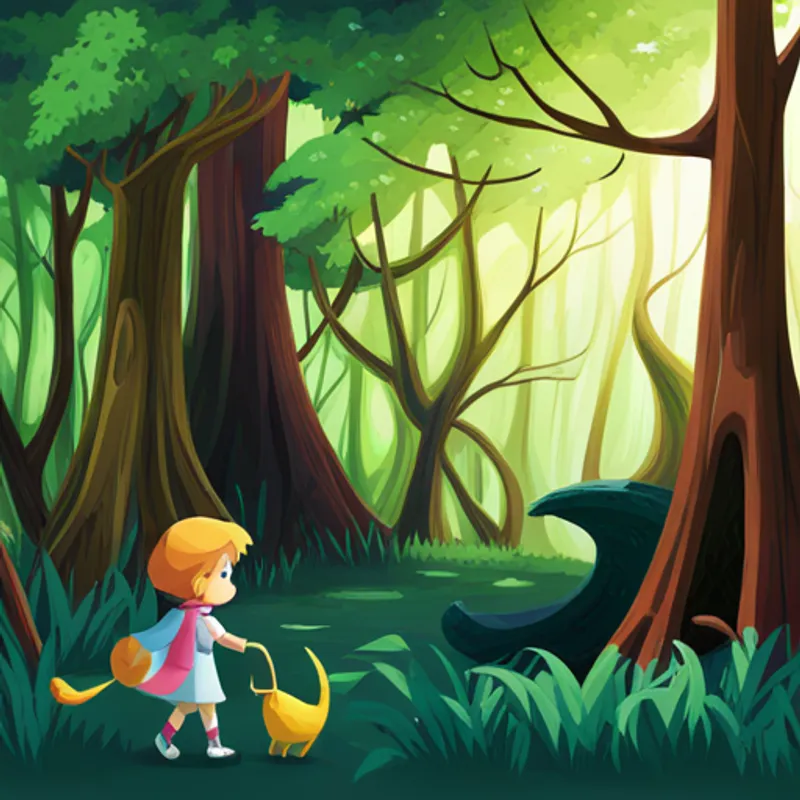 Lily and Max exploring a magical forest