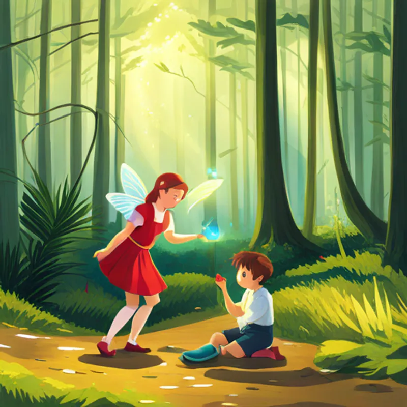 Lily and Max learning magic from fairies