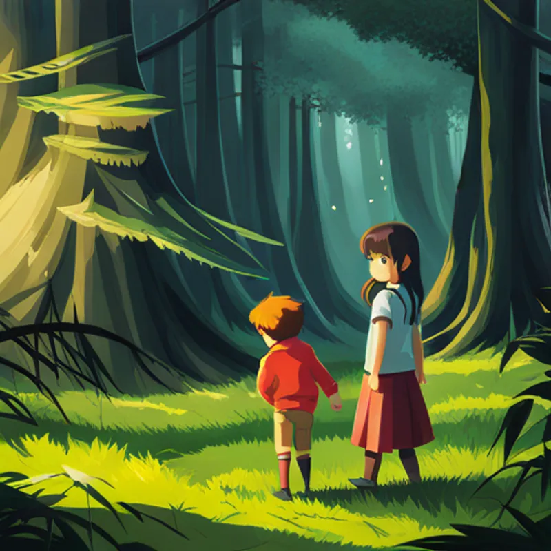 Lily, Max, and fairies protecting the forest