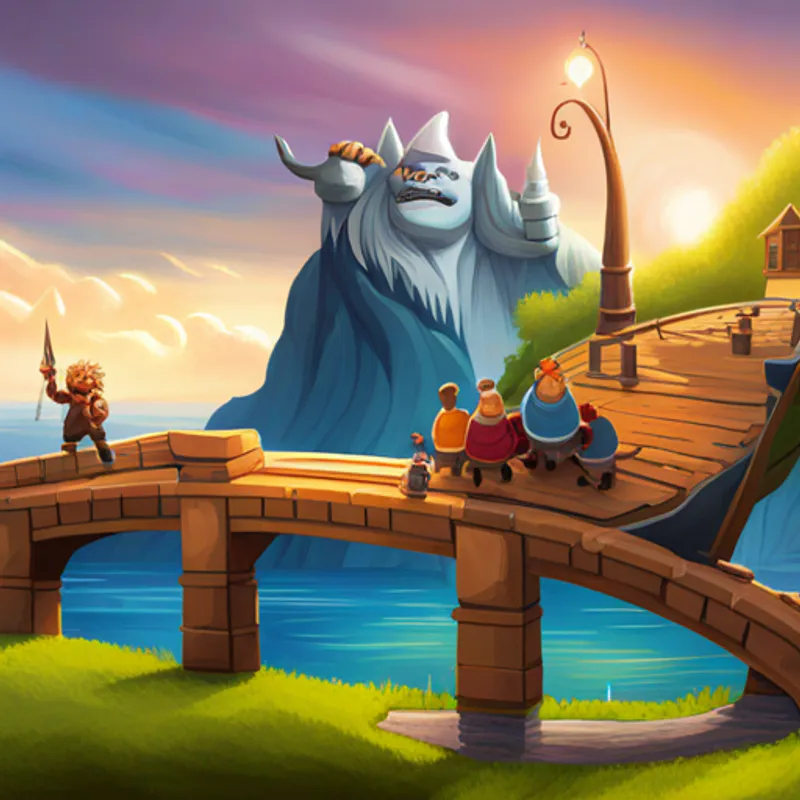 Creating a bridge and defeating the troll with magic