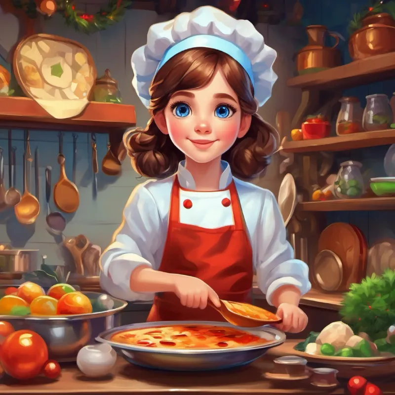 Game introduction, A young girl with brown hair and blue eyes, full of imagination takes the role of chef
