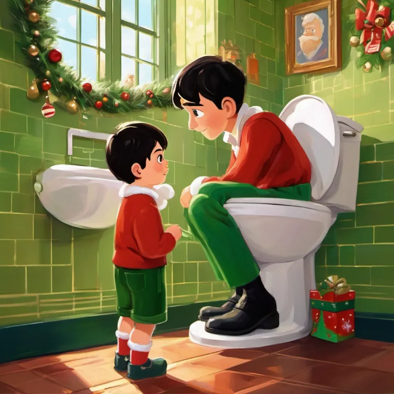 Lesson learned, A caring father with short dark hair and green eyes, gentle demeanor concludes the toilet isn’t for toys