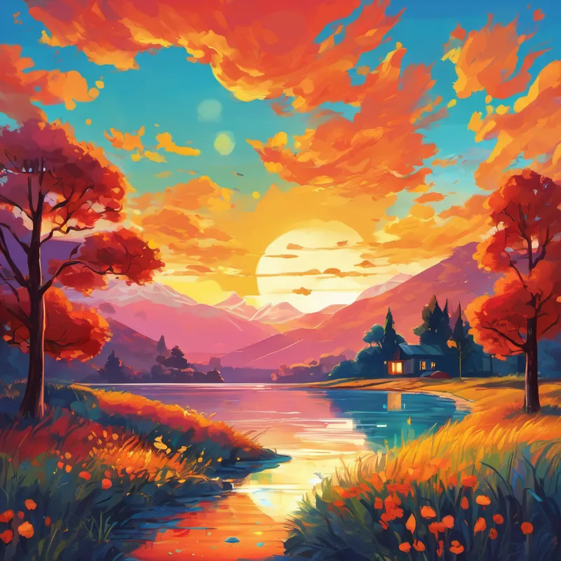 The friends got excited and decided to designate one color for each day of the week. "I will paint the sky red on Monday," Roy said with enthusiasm. "And I will make Tuesday sunny and bright with my vibrant orange," Orangey added. The other colors eagerly joined in, deciding that Yellow would light up Wednesday, Gigi would bring joy on Thursday, Bibi would add calmness to Friday, Indigo would create a magical Saturday, and Violet would make Sunday dreamy and peaceful. From that day forward, each morning, the colors of the rainbow would gather before dawn. They would paint the sky with their designated color and sprinkle the world with their unique magic. People all around the land noticed the change, feeling happy and excited as they woke up to a new day, full of vibrant colors and positive energy.
