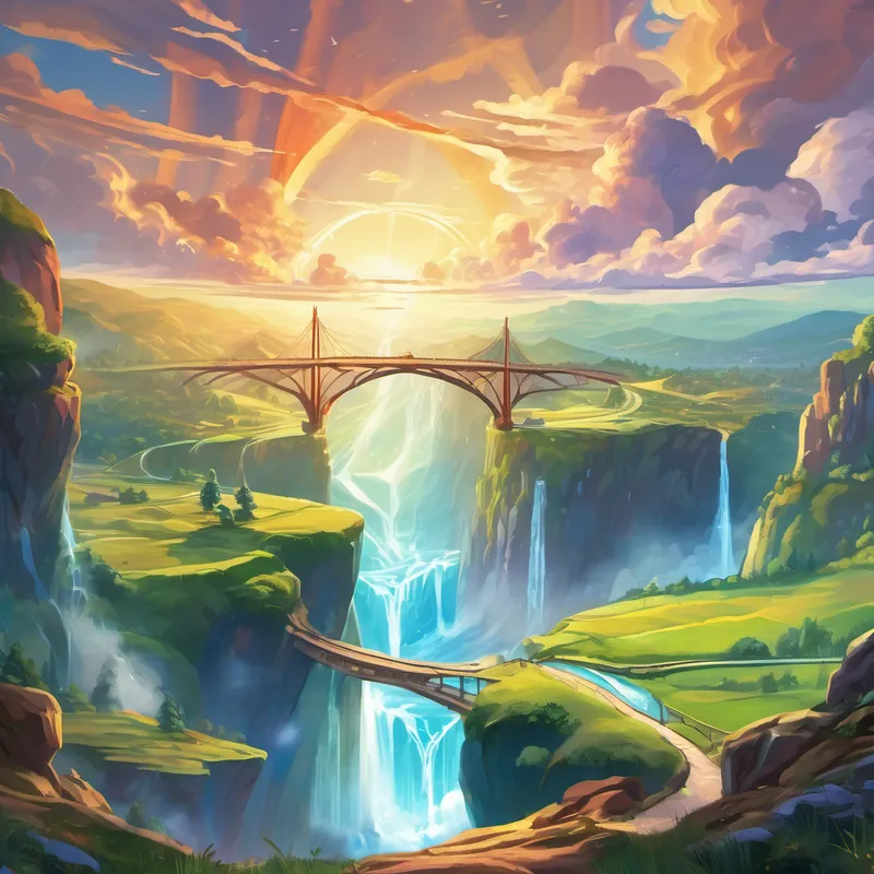 Asgard and Midgard are shown in the distance, connected by the beautiful Bifrost Bridge.