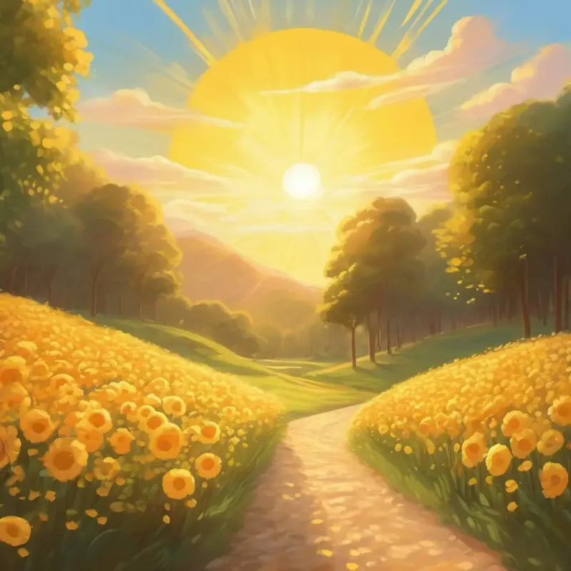 Introduction to the The Sun, bright and golden, with a warm smile, in the daytime sky.