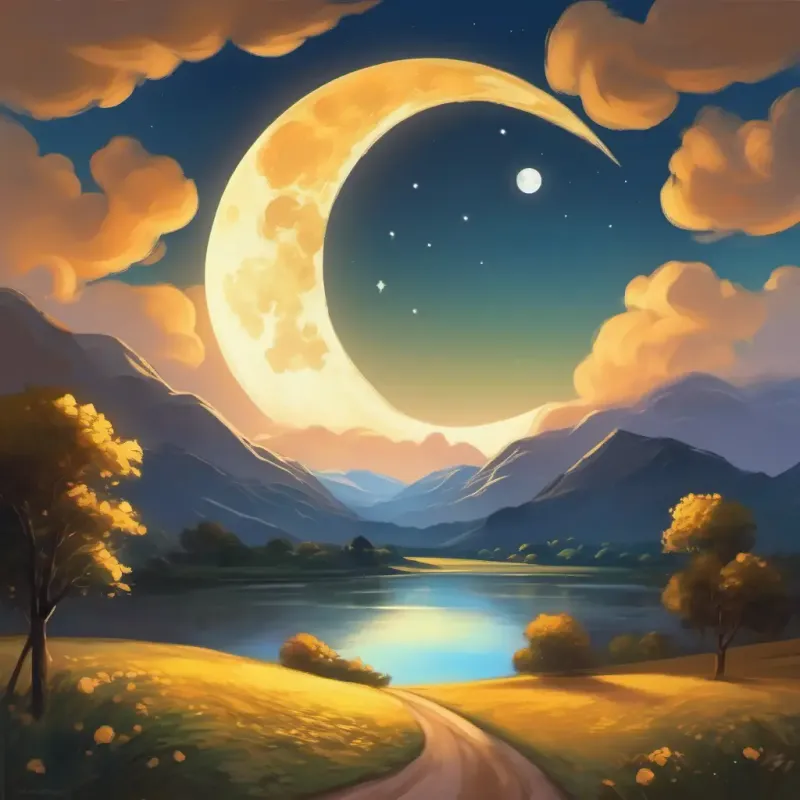 The Moon, pale and gentle, with a soft glow's feelings of missing The Sun, bright and golden, with a warm smile during the day.