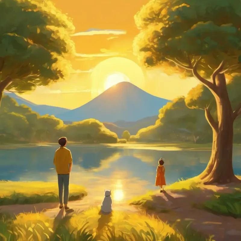 The Sun, bright and golden, with a warm smile comes up with a thoughtful plan.