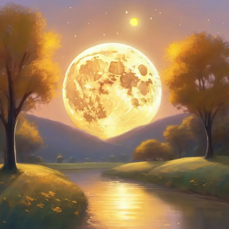 The Moon, pale and gentle, with a soft glow's plan to show gratitude to The Sun, bright and golden, with a warm smile.