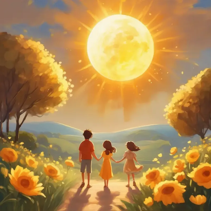 The Sun, bright and golden, with a warm smile and The Moon, pale and gentle, with a soft glow learn a valuable lesson about friendship.