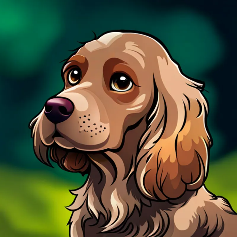 Brown cocker spaniel with a wagging tail looking sad
