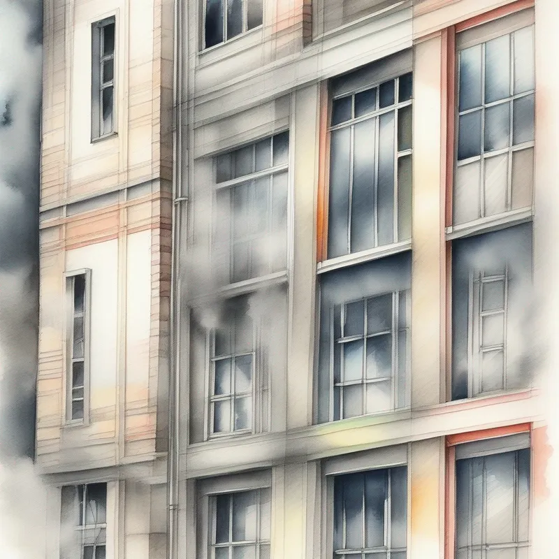 Smoke coming out of the factory's windows.