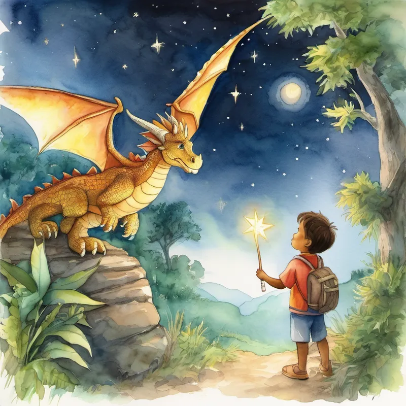 From that day forward, everyone in the village learned to treasure and care for the natural world. And whenever a child looked up at the night sky, they would see a twinkling star that reminded them of the bond between a boy and his dragon in the magical adventures they shared in the jungle.