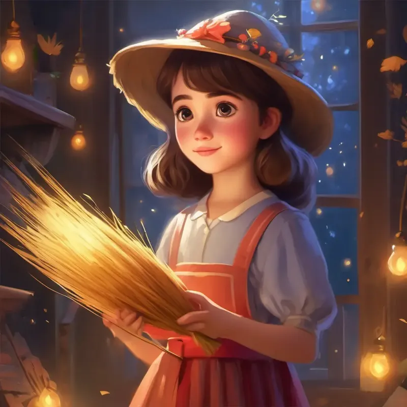 Young girl, kind eyes, fair skin, always wearing a humble dress reads the broom's attached magical note.