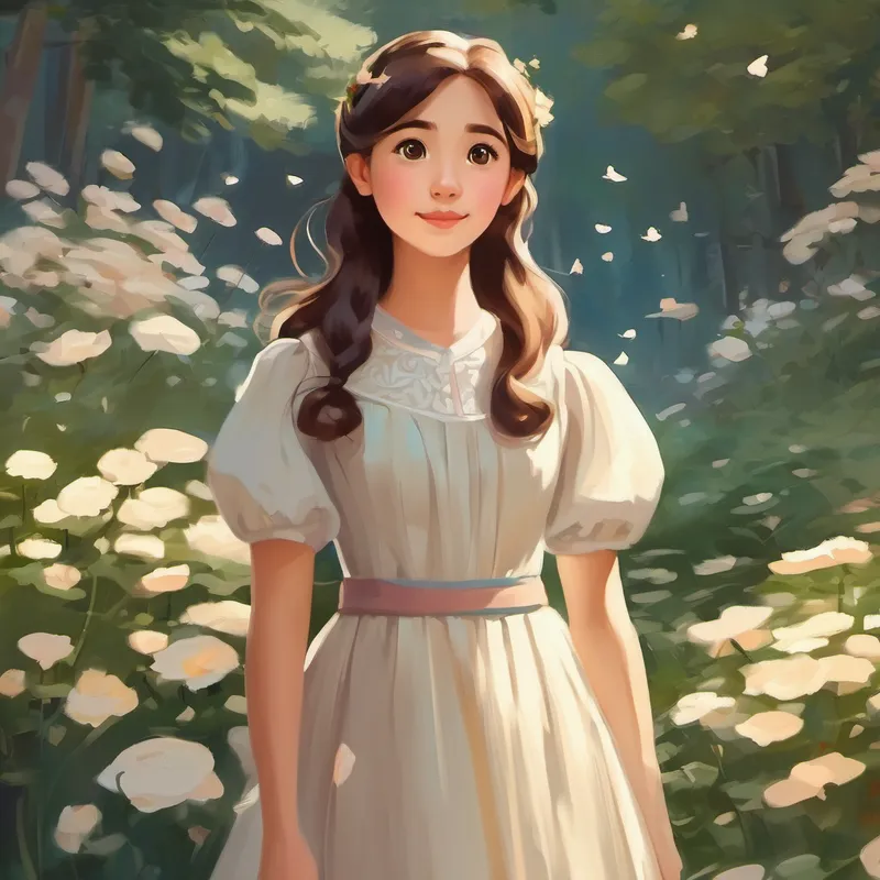 Kind-hearted girl with a simple, beautiful dress in her simple yet beautiful dress