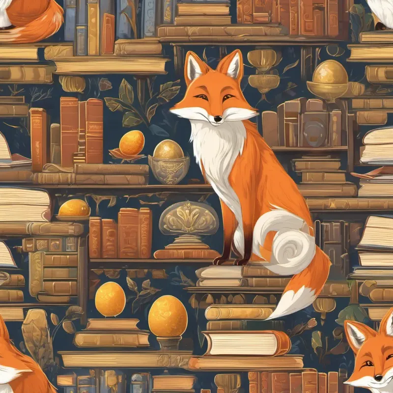 A curious and playful fox with bright orange fur and a friendly demeanor and A wise and knowledgeable owl with large, thoughtful eyes and a penchant for books wide-eyed and astonished, vowing to take care of the golden egg