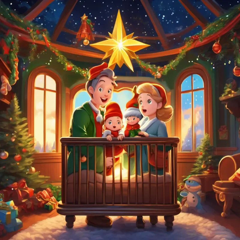 Royal parents, amazed, star lands in crib.