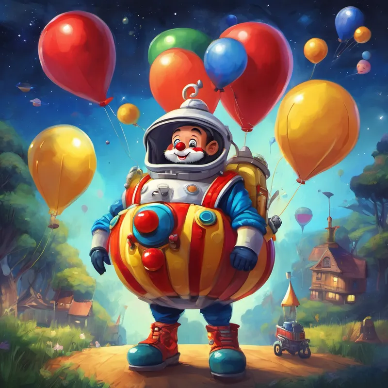 Undeterred, Mr. Bumblewhoops initiated a plan B. He decided to build his own rocket, using balloons and a bathtub! The villagers couldn't believe their eyes as Benny described the clown zooming off into space in his uniquely created spacecraft. As the story continued, Benny couldn't help but throw in a few unexpected twists. "While floating in space, Mr. Bumblewhoops encountered friendly aliens who just happened to be expert clowns!" The villagers roared with laughter, envisioning aliens with red noses and big, floppy shoes.