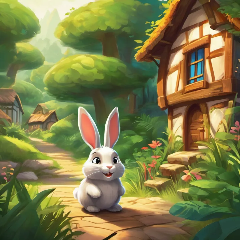 Once upon a time, in a small rabbit village, there lived a curious and adventurous little rabbit named Benny. Benny was always looking for exciting things to do and new places to explore. One sunny day, as he hopped around, he spotted an old, dusty book lying near a beautiful garden. Curiosity filled Benny's heart, and he picked up the book to see what it was all about. As he opened it, he noticed that it was a picture book all about the magical jungle. His eyes sparkled with excitement as he turned the pages and admired the vibrant illustrations of animals and plants he had never seen before.