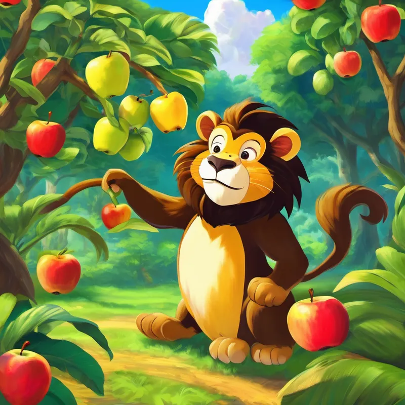 First, the lion roared, "A is for Apple, tasty and sweet!" Next, the monkey chimed in, "B is for Banana, my favorite to eat!"