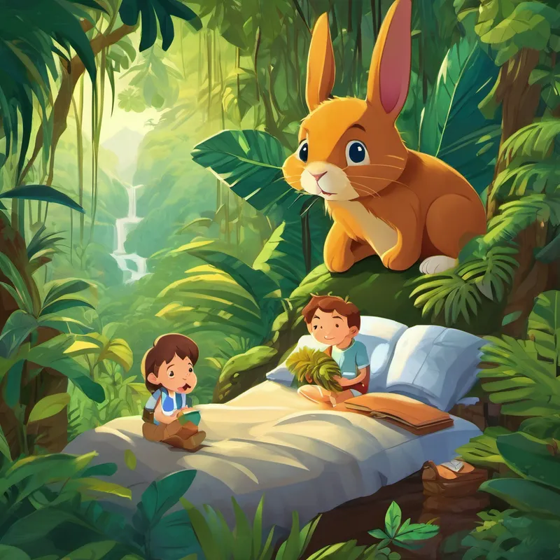 Tired but filled with newfound knowledge, Benny returned home, eager to share his exciting journey and the power of honesty with his rabbit family and friends. And so, Benny's adventure in the jungle became a cherished bedtime story, reminding everyone about the importance of honesty, ABCs, and the magical wonders of the world.