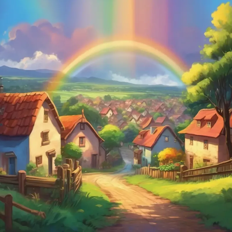 rainbow over the  village