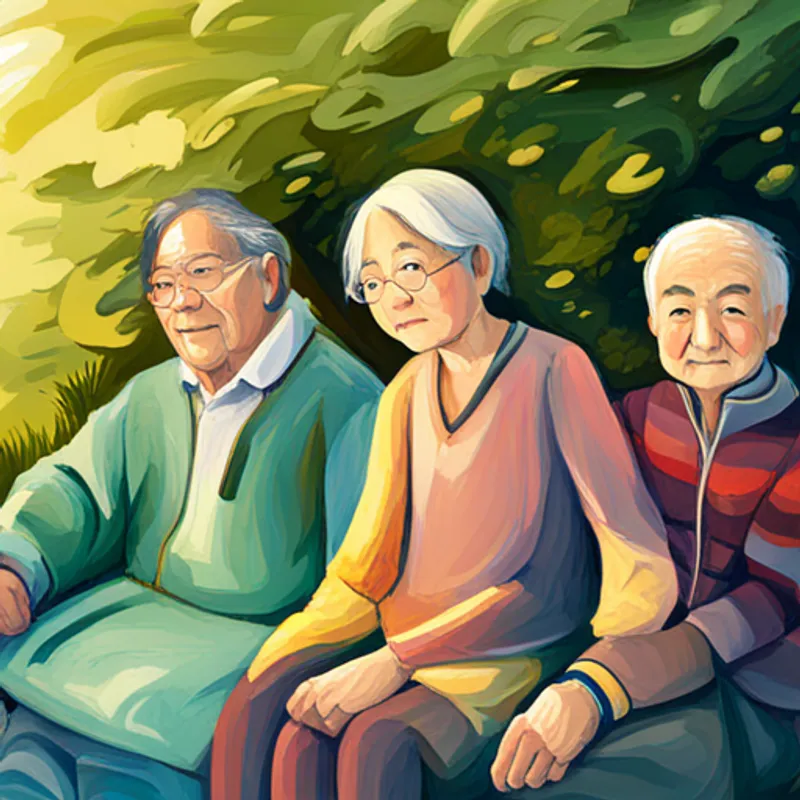 Old and young people together, holding hands