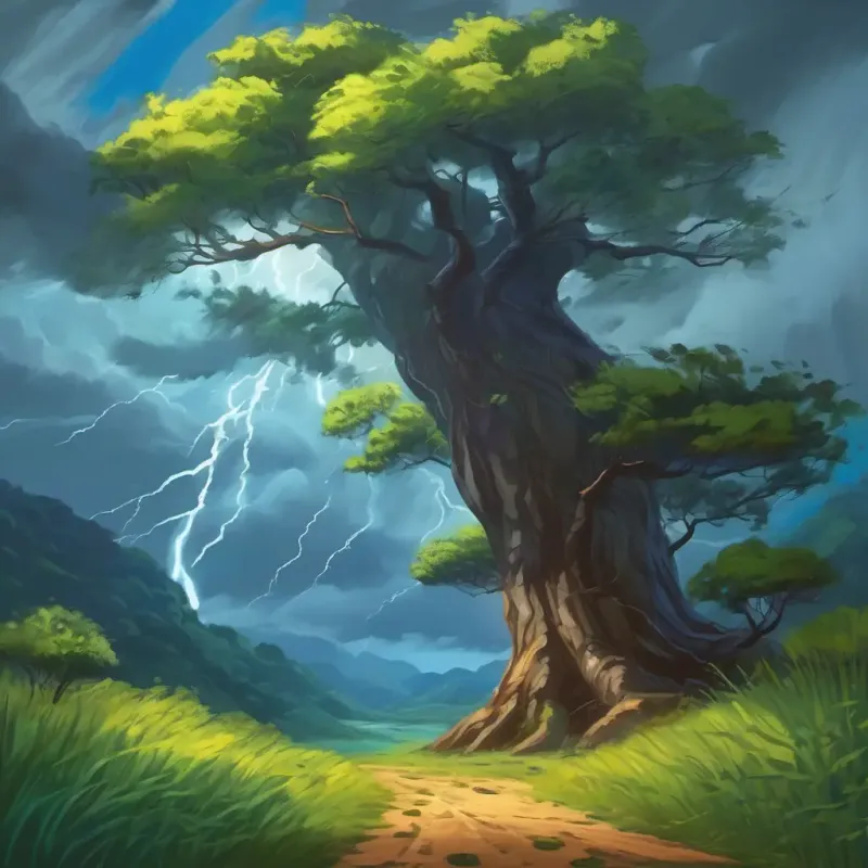 Storm scene showing the tree's protective nature.