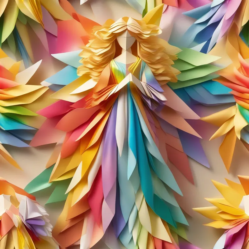 Angel of the Word with golden hair and rainbow gown, Angel of the Word, with golden hair and rainbow gown