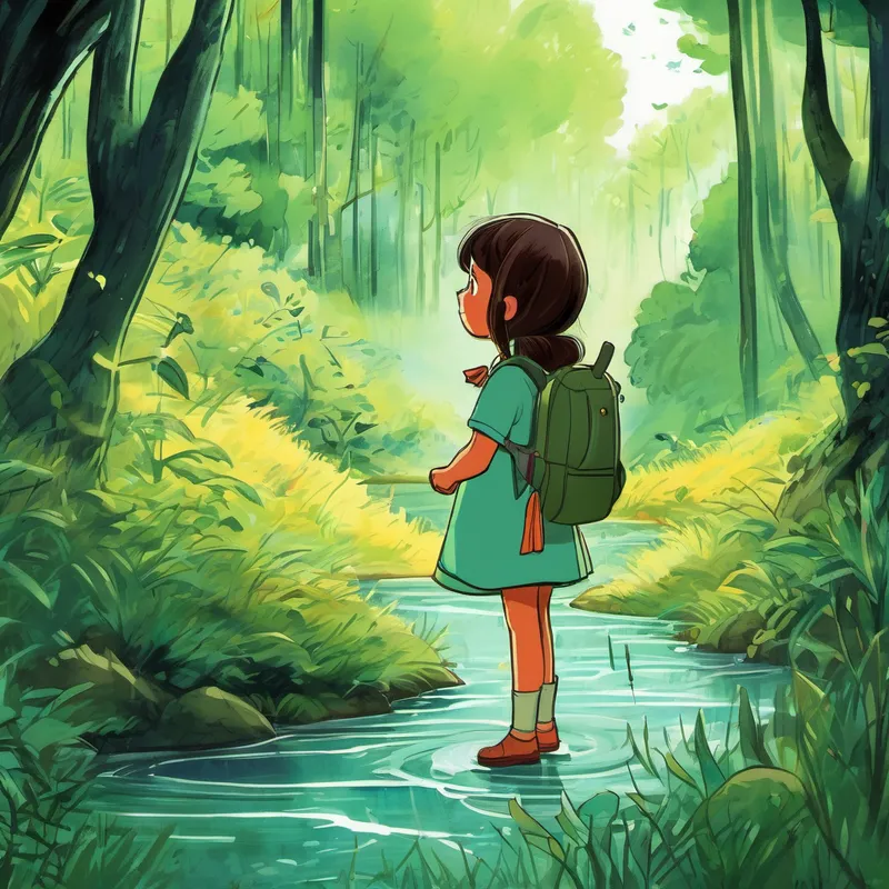 As Eva strolled through the lush green forest, she noticed something strange. All the animals looked worried, whispering among themselves. Curiosity tugged at Eva's heart, and she decided to investigate. Soon enough, she discovered the source of their worries. The river that flowed through the forest had dried up, leaving the animals without water. Eva knew she had to help, but how?