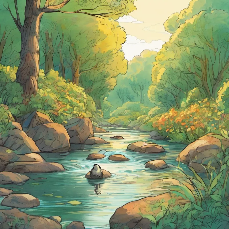 She sat by the dried-up river, thinking hard about a solution. Suddenly, she jumped up with an idea. Eva remembered hearing from the wise old owl about a hidden underground spring that could save the river. Eva gathered all the animals and shared her plan. Together, they would search for the hidden spring to bring the life-giving water back to their beloved river.