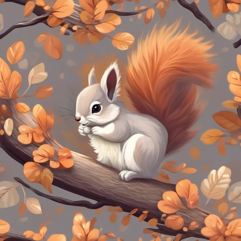 A cute fluffy squirrel with a swirly tail