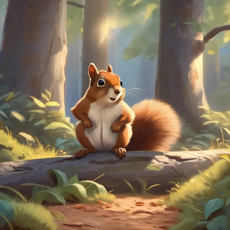 A surprised-looking squirrel waking up