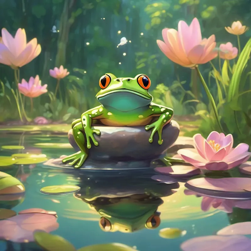 A frog jumping into a pond