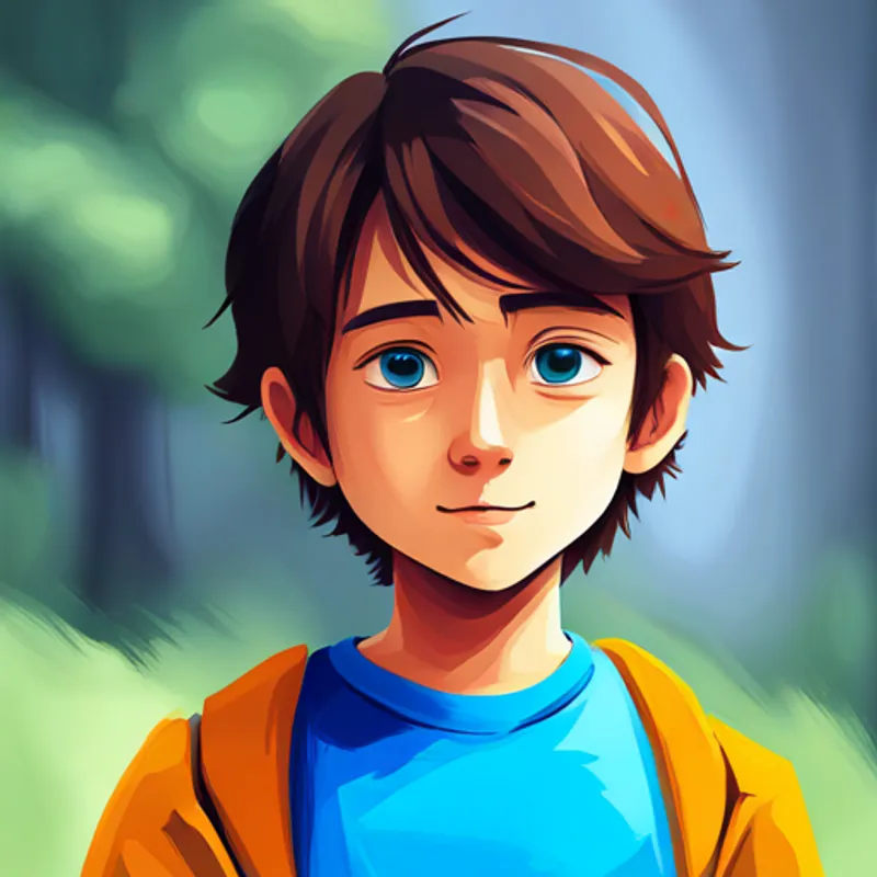 Boy with brown hair and blue t-shirt