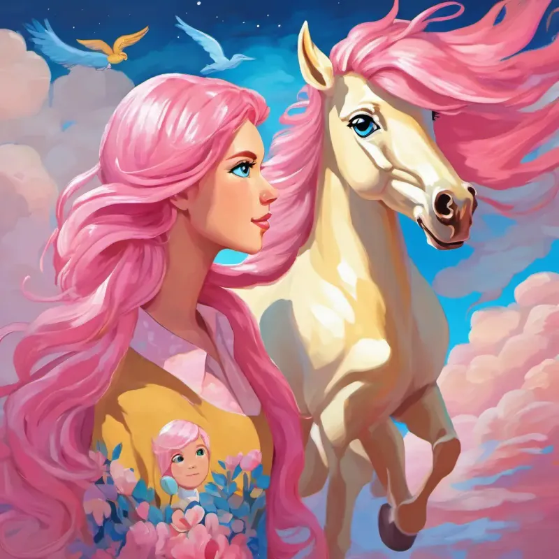 Yellow pegasus with pink hair and blue eyes whispering her question to Pink earth pony with poofy pink hair and blue eyes