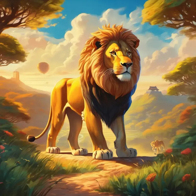 Resolution of the conflict and the lion's triumph through intelligence and compassion.
