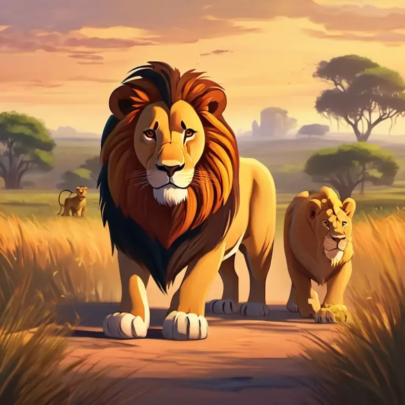 IntroductionThe lion approached the bulls and asked them to respect the savannah and its inhabitants. to the lion and the setting of the story.