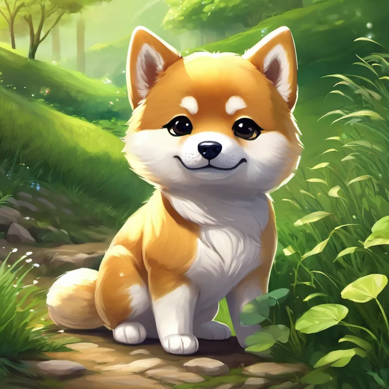 Once upon a time, in a small village nestled among the lush green hills of Japan, there lived a delightful little creature named Chibi. Chibi was a fluffy and charming Shiba Inu, also known as a 柴犬, with eyes that sparkled like the stars. Chibi loved to explore the beautiful countryside and play with his animal friends. Every morning, as the sun gently peaked over the horizon, Chibi would stretch his paws and begin his adventures for the day.