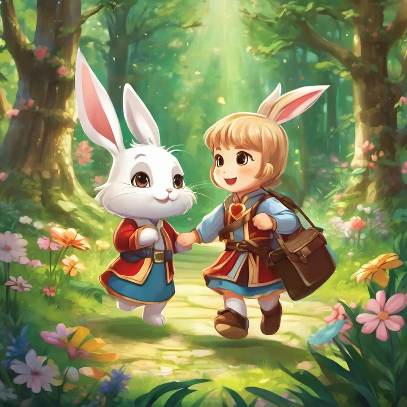 "Thank you, Chibi! You are the bravest and kindest friend I could ever ask for," the bunny said, hopping happily towards her family. Chibi's heart swelled with happiness, knowing that he had made a difference in someone's life. The animals in the enchanted forest cheered and applauded, grateful for Chibi's selflessness.