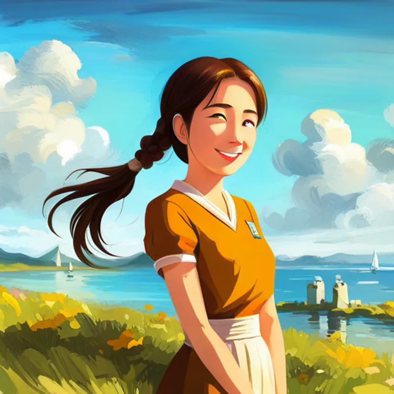 Lily feeling the breeze and smiling