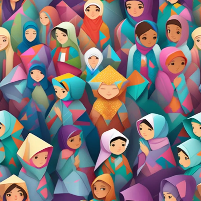 Curious, determined, and eager to learn, wearing a hijab and her friends sharing their thoughts and feelings