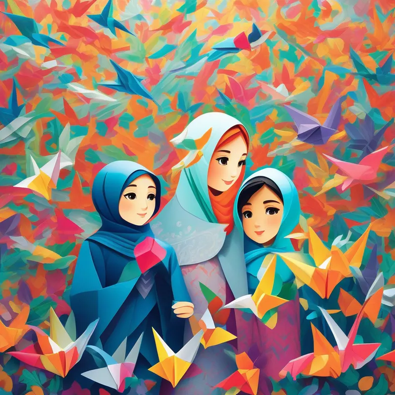 Curious, determined, and eager to learn, wearing a hijab and her friends bonding over the Ashura story, unity and friendship