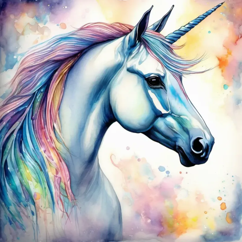 The unicorn reveals itself, magnificent and glowing.