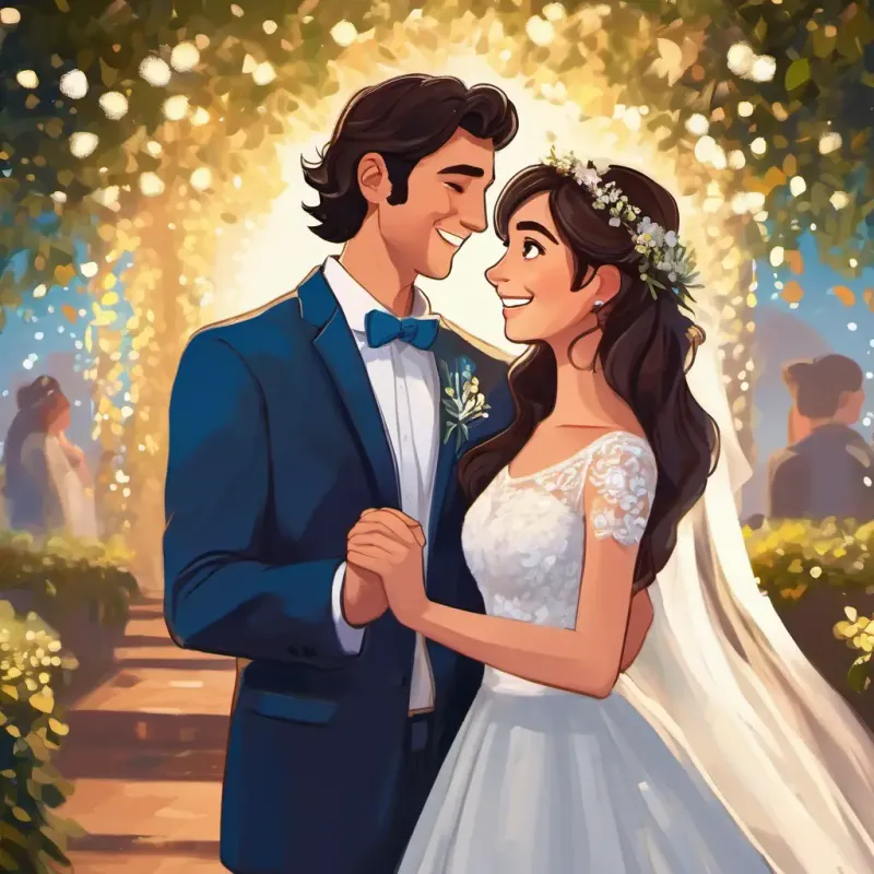Daniela has long brown hair, sparkling brown eyes, and a warm smile and Cosmin has short black hair, twinkling blue eyes, and a contagious laugh get married and live happily ever after.