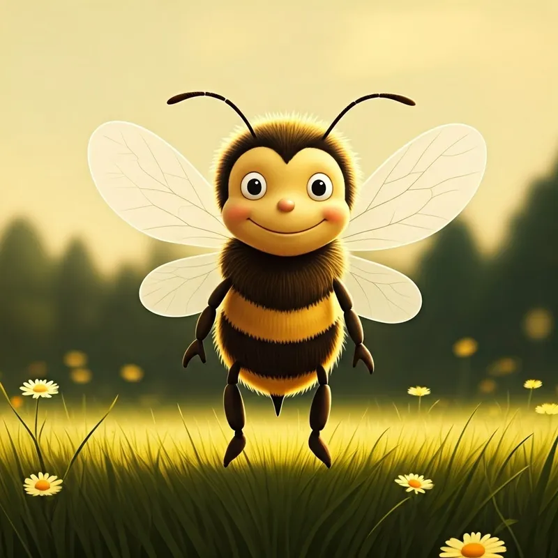 A happy cartoon bee with a big smile
