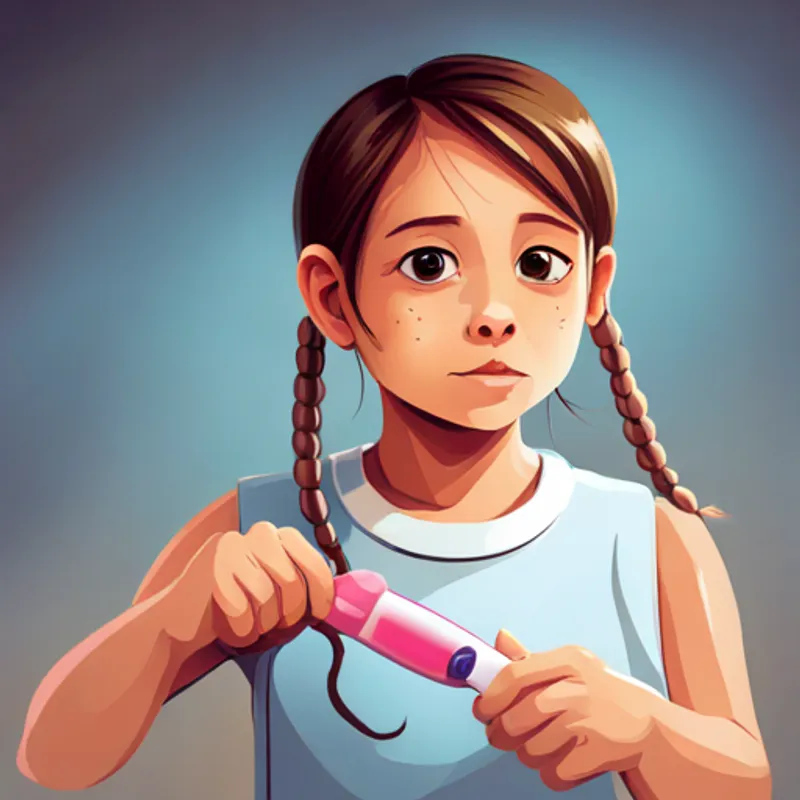 Little girl with brown pigtails, wearing pink pajamas. uses an electric toothbrush