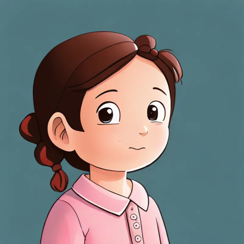 Little girl with brown pigtails, wearing pink pajamas. doesn't want cavities