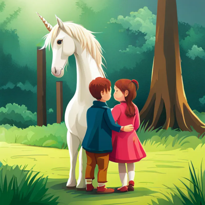 Lily and Max meeting the unicorn