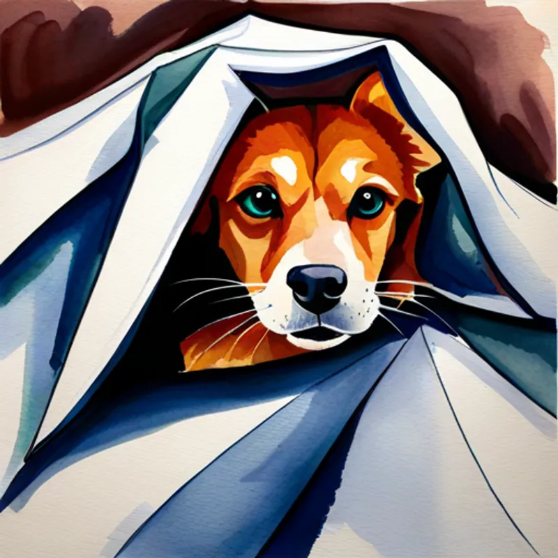 Emma scared and hiding under her blanket