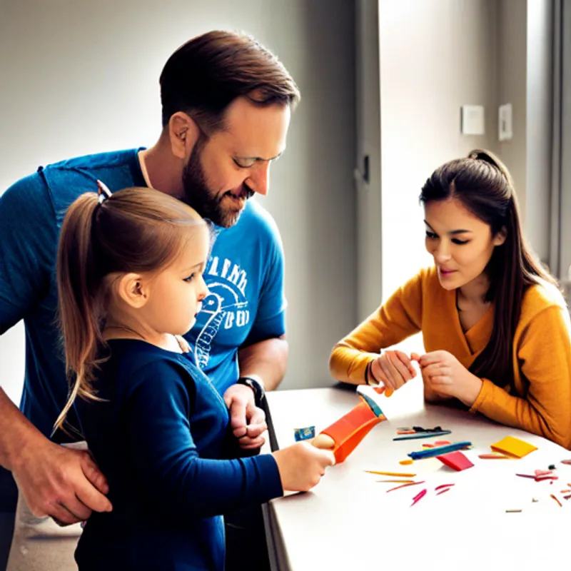 Dad shows Aria how to use a hammer